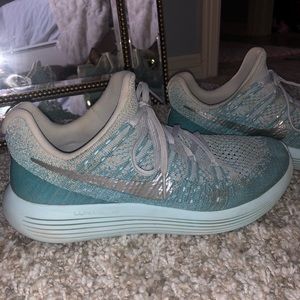 Blue nike running shoes